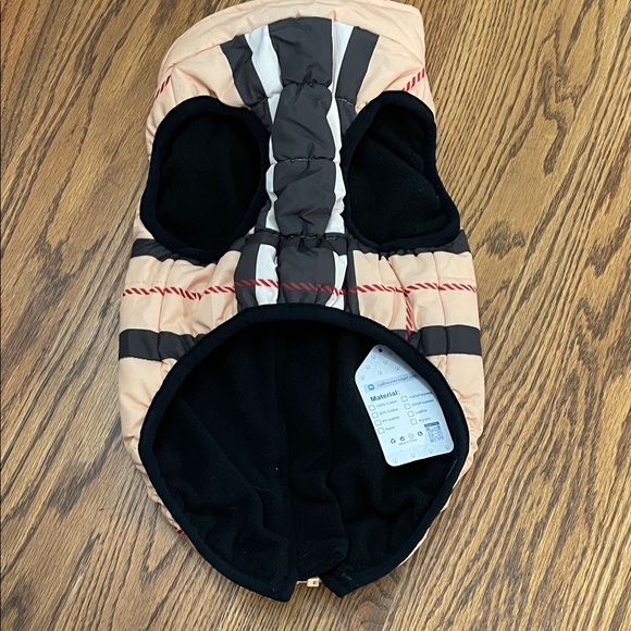 scene real pets Other - Peach & Black Quilted Hooded Dog Coat with Fleece Lining